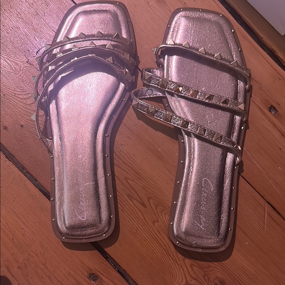 Chic Rose Gold Studded Sandals